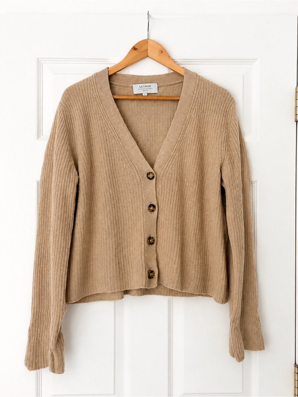La Ligne Mini Toujours 100% Cashmere Cardigan in Tan / Taupe